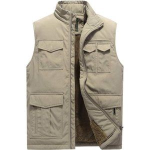 Men's Outdoor Casual Stand Collar Padded Vest Work Coat